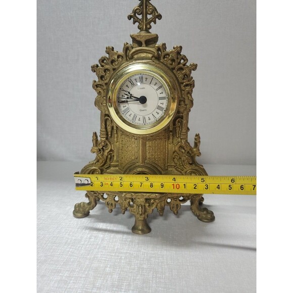 Vtg Uranio Ornate Brass Mantel Clock Italian Quartz Germany DOES WORK - Picture 8 of 9